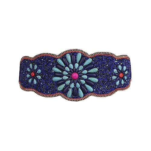 FASUND Cinturón elástico bohemio para mujer, diseño étnico con cuentas de flores, cintura ancha, cinturón elástico para vestidos, Style 22, Talla única