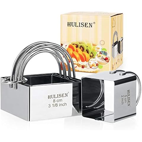 HULISEN Square Biscuit Cutter Set (4 Pieces/Set), Cookies Cutter with Handle, Professional Baking Dough Tools (Square) Cover