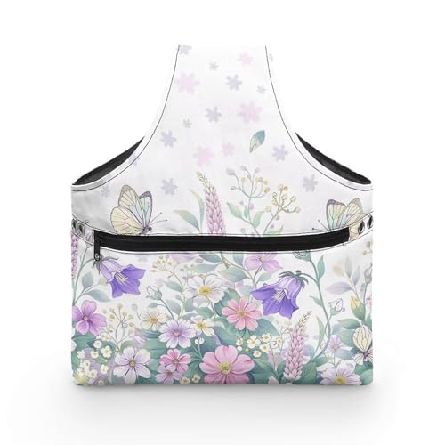 Image of ZUXONGSY Wildflower Knitting Bag Yarn Bags for Crocheting Butterfly Floral Yarn Storage Organizer for Crochet