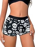 SOLY HUX Women's Cartoon Graphic Letter Boy Shorts Stretch Boxer Briefs Mid Rise Panties Underwear Black and White M