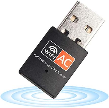 USB WiFi Adapter - Dual Band 2.4G/5G Mini Wi-fi ac Wireless Network Card Dongle with High Gain Antenna for Desktop Laptop PC Support Windows XP Vista/7/8/8.1/10 (USB WiFi 600Mbps)