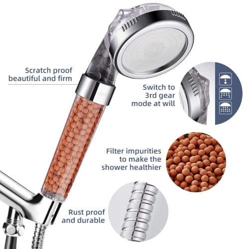 Cobbe Shower Head Set With Hose And Bracket, Filter Filtration 3 Settings High Pressure Water Saving Spray Handheld Showerheads For Dry Skin & Hair #TOP3
