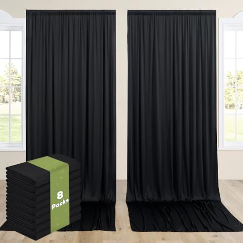 Image of 40ftx15ft Black Backdrop Curtains for Parties, Wrinkle Free Polyester 8 Panels 15 ft Long Photo Backdrop Drapes Back Drop Cloth for Wedding Birthday Photography Background Party