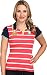 U.S. Polo Shirt Assn. Juniors Cotton Jersey Stripe Top with Solid Short Sleeves