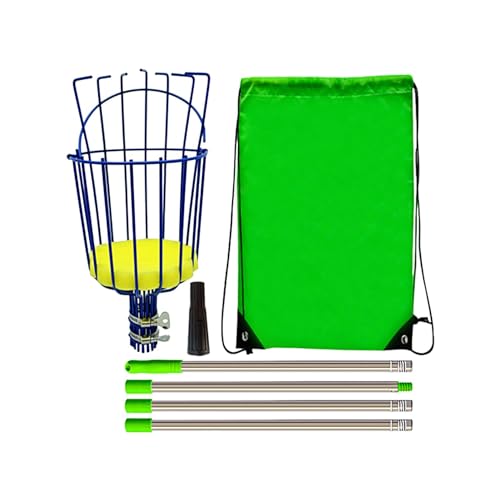 Kixolazr Recogedor de manzanas con cesta, recogedor de frutas, recogedor de manzanas y naranjas con mango telescópico, recogedor de árboles ajustable, recogedor de frutas de acero inoxidable para la