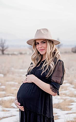 Lanzom Women Lady Felt Fedora Hat Wide Brim Wool Panama Hats With Band Fit Size 6 8/7-7 1/4(E-Beige) #TOP5