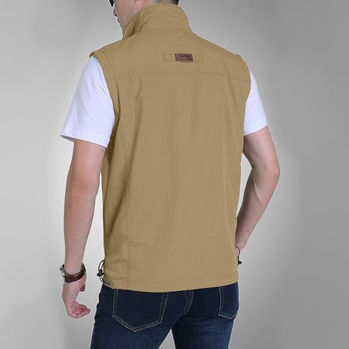 Image of Hixiaohe Mens Lightweight Vest Outerwear Casual Summer Outdoor Travel Vest for Hiking Fishing Golf Photo Work with Pockets