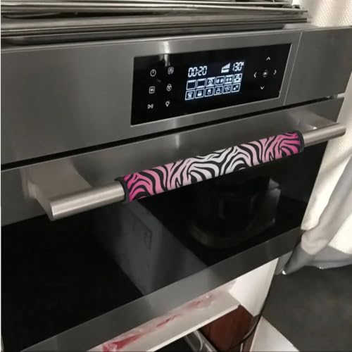 Image of Refrigerator Door Handle Covers Set of 6 Washable Kitchen Appliance Decor Handles Keep Clean Anti-Slip Fridge Accessories Home Decor, Zebra Print Pink Gradient