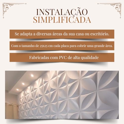 100 Placas Decorativas de Parede PVC 3D Pétalas 25cm - Cor Branca