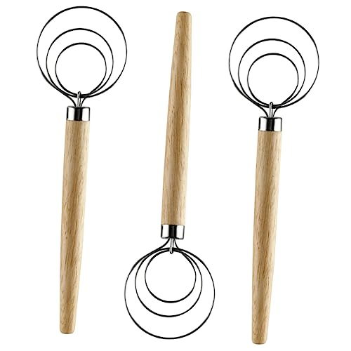 BEBEMOKO 3 Piezas batidora batir los huevos batidora de huevos herramienta para batir batidor de food mixer batidor de pan batidor de huevos de cocina huevo reutilizable de madera