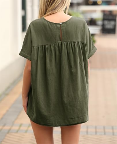 Image of Tankaneo Womens Summer Babydoll Tops Casual Loose Fit Peplum Oversized Tunic Shirts