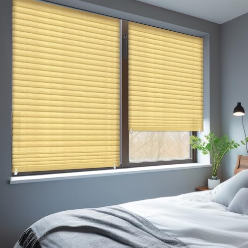 Threehoney 2 Pcs 35 x 110 inches Temporary Blinds No Tools Cut to Size Fabric Paper Shades Adhesive...