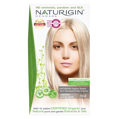 Naturigin Lightest Ash Blonde Hair Color 10.2 - Permanent Hair Color, 100% Gray Coverage Hair Color, Certified Organic, Nourishing, Ammonia Free Hair Color For Women, Vegan, Cruelty-Free, Long Lasting #TOP4