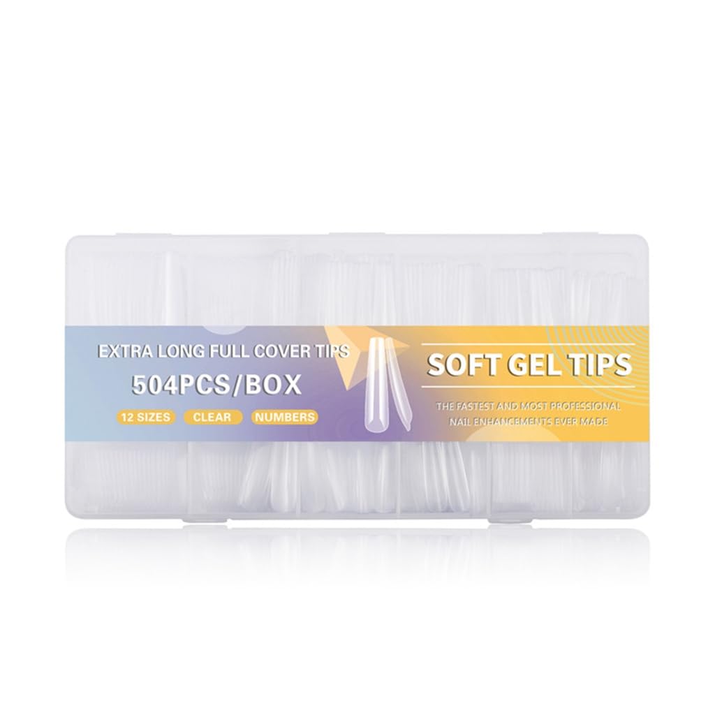 504x Clear Tips for Acrylic Nails Extra Long Full Cover Tips Ballerinas False Nails Soft Gels Tips Supplies
