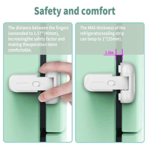 Qinzcp 1 Pack Updated Baby Safety Proof Fridge Latch Lock To Keep Door Closed,Child Proof Refrigerator/Fridge/Freezer Door Lock For Toddlers And Kids,No Tools Need Or Drill (White) #TOP3