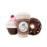 TONBO Sweet Treats Combo - Crinkle Plush Cute Dog Toys, Cupcake, Coffee, Donut (Sweet Treats Combo)