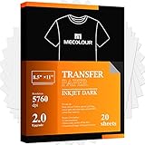 MECOLOUR Iron-On Heat Transfer Paper for Dark Fabric T Shirt 20 sheets 8.5" x11" Printable Heat Tran
