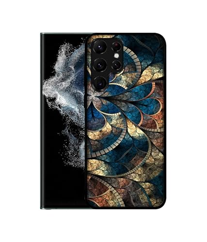 Image of Fractional Pattern Design Premium 2D Printed Metal Back Case Cover for Samsung Galaxy S22 Ultra 5G