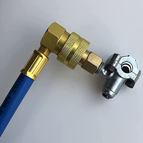 R134A A/C Refrigerant Freon Charge Hose With Gauge Set Bpv31 Bullet Piercing Tap Valve Kits R134A Can To R12/R22 Port Ac 1/2 Replace Universal Retrofit Valve Kit For Ac/Hvac System (Gauge A) #TOP5
