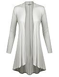 BIADANI Women Long Sleeve Classic Lightweight Open Front Jersey Cardigan, Colmf009_ivory, XX-Large