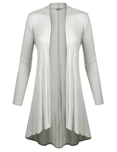 BIADANI Women Long Sleeve Classic Lightweight Open Front Jersey Cardigan, Colmf009_ivory, XX-Large