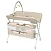 HUOLE 3 in 1 Wickeltisch klappbar, Mobile Wickelkommode mit Rollen, Wickelstation h&ouml;henverstellbar, tragbare Wickelauflage bis 25 kg Belastbar,75 x 68 x 83&ndash;91 cm (B) Cremewei&szlig;