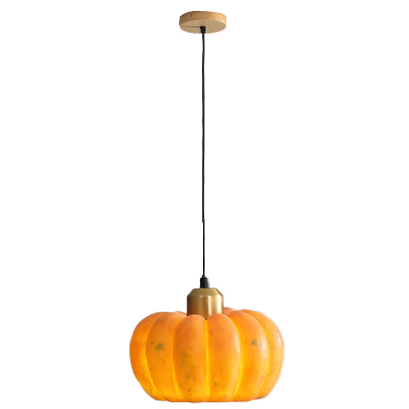 Lampada a sospensione creativa a forma di zucca in resina, attacco E26, testa singola, tre misure, lampada da camera da letto, lampadario vintage per studio, sala da tè, adatto per bancone bar