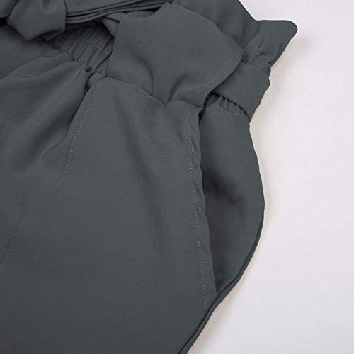 Grace Karin Women's Cropped Paper Bag Waist Pants With Pockets (Charcoal Gray, Xxx-Large) #TOP4