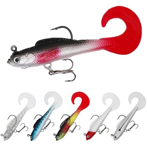 SUPERTHEO Fishing Lures Jig Head Soft Fishing Lures with Curly Tail Swimbaits for Bass Trout Crappie Fishing Bait Freshwater Saltwater Cover