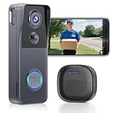 Wireless Video Doorbell Camera with Chime 1080P HD Smart Video WiFi Door Bells with Camera PIR Motion Detection Night Vision 2-Way Audio Battery Powered Work with Alexa Support SD Card & Cloud Storage