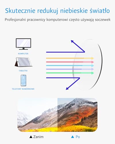 ANRRI Niebieskie światło blokujące okulary do gier komputerowych Mężczyźni Kobiety - 100% ochrona przed promieniowaniem UV - Soczewki z filtrem niebieskiego światła Czarna ramka, mężczyźni, kobiety - obrazek 4