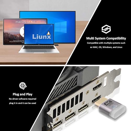 HDMI Dummy Plug, Emulador EDID 4K UHD 3 Pack miniatura 4