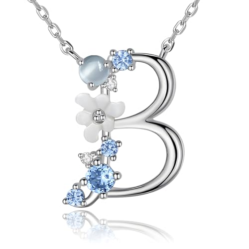 VIKI LYNN Collier Pendentif Lettre Initial B en Mon Collier Prénom Personnalisé en argent fin 925...