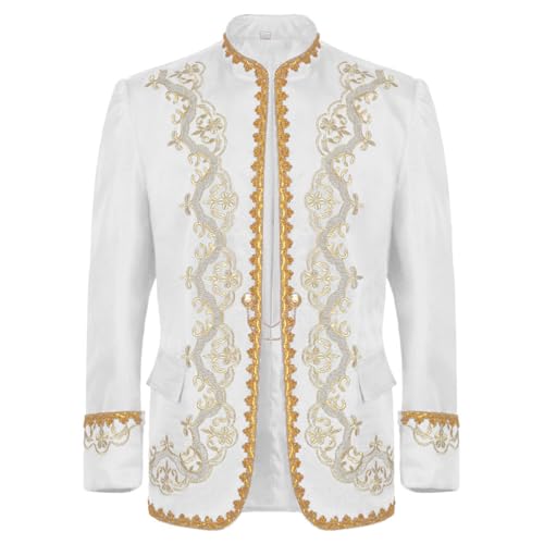 Veste vintage homme broderie col montant pour déguisement cosplay roi et prince
