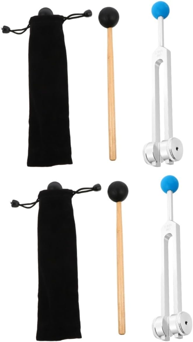 2pcs Tuning Fork Aluminum Alloy Healing Forks for Sound Therapy Meditation Chakra Balancing with Hammer Storage Bag for Yoga Sensory Healing