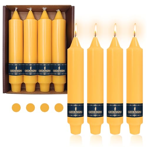 Gedengni Beeswax Taper Candle Dripless Candlesticks,7inch Natural Bees Wax Candle Stciks Short Tapered Candles for Home Meditation for Home Meditation Prayer Dinner Decor 18D4P-BEE