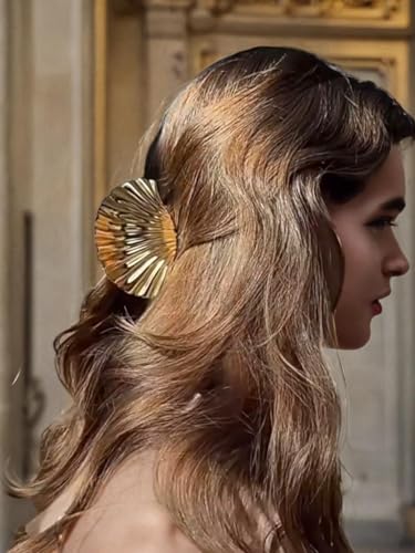 Pinza metálica para cabello grueso color dorado 4 pulg miniatura 6