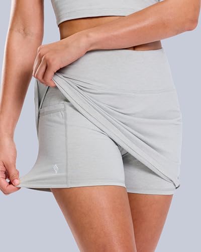 Image of SANTINY 13.5 inch /15 inch Tennis Skirt with 2 Pockets | A Line, High Waisted, Mini Length, Casual, Athletic, Golf, Skorts for Women