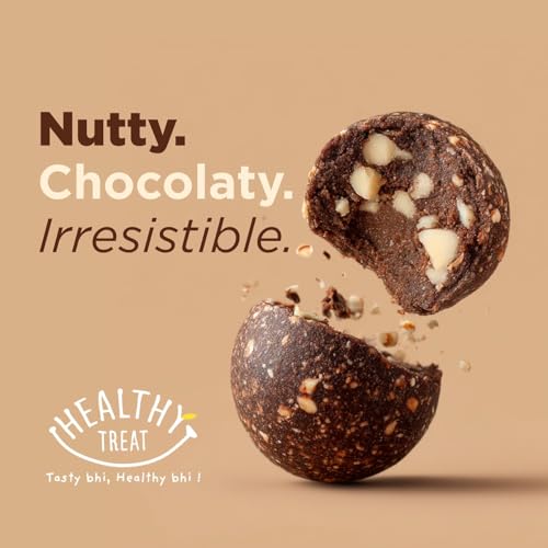Image of Healthy Treat Premium Hazelnut Chocolate Laddoos 300gm | Sugar-Free Energy Balls | High Protein Dry Fruit Laddu | Natural & Gluten-Free | No Added Sugar | Pack of 30