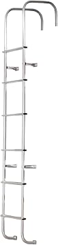 Surco 502L Universal Straight RV/Motorhome Aluminum Exterior Ladder - Compatible with All RVs with Vertical Rear Panel Regardless of Make or Model; Brite Dipped Polished Finish