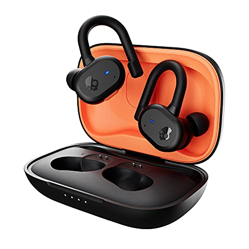 Skullcandy Push Active In-Ear Wireless Earbuds, 43 Hr Battery, Skull-iQ, Alexa Enabled, Microphone, Works with iPhone Android and Bluetooth Devices – True Black/Orange