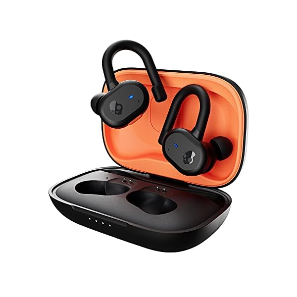 Skullcandy Push Active In-Ear Wireless Earbuds, 43 Hr Battery, Skull-iQ, Alexa Enabled, Microphone, Works with iPhone Android and Bluetooth Devices – True Black/Orange