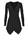 MBJ WT1182 Womens Long Sleeve Knot Baby Doll Tunic Top L BLACK
