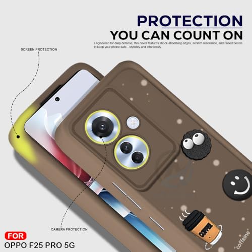 Image of AESTMO Back Case Cover for Oppo F25 Pro 5G Cover | Cute Fun Cartoon 3D Ball | Coffee Silicone Case | Full Body Protection | Camera Protection Back Cover for Oppo F25 Pro 5G (Brown)