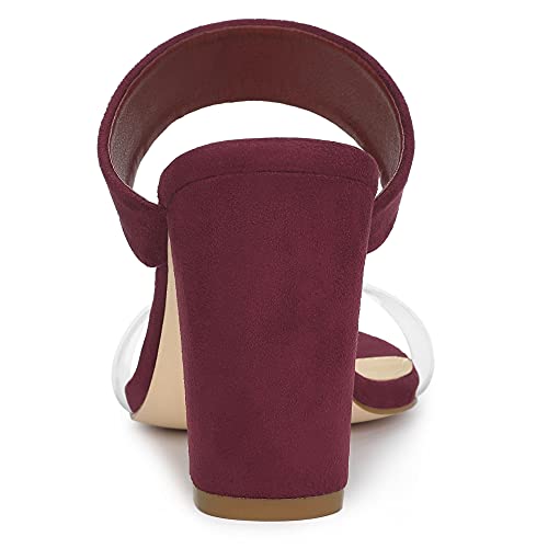 Sandales à talons carrés Allegra K bordeaux taille 39 avec double sangle transparente
