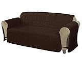 Chezmoi Collection Quilted Micro Suede Pet Furniture Protector Slip Cover Throw with Ties (Brown, Sofa)