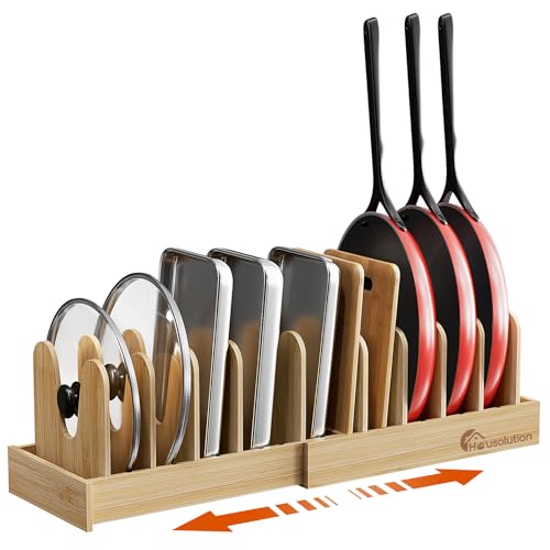 Housolution Bamboo Pot and Pan Organizer for Cabinet, 15"-29" Exp...