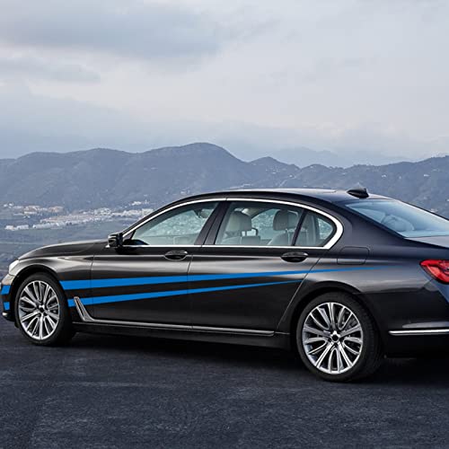 Nuoozy Universal Car Side Skirt Decal Stickers Body Side Sports Racing Stripe Graphic Stickers Nj032 Blue (2Pcs) #TOP5