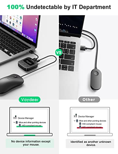 Vaydeer Smart Mouse Jiggler, X3 Plus Undetectable Mouse Mover by IT, Auto Running When AFK, Auto Stop When Mouse in use, Plug and Play with LED Display, 3 Tracks, Undetectable Mouse Shaker Wiggler - Thumbnail 3