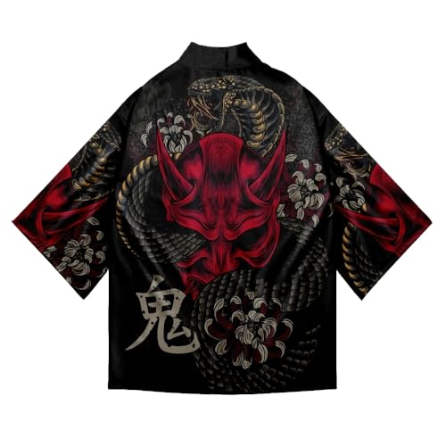 Demon Graphic Japanese Style Traditional Kimono Trendy Cosplay Samurai Male Cardigan Beach Casual Haori Yukata2